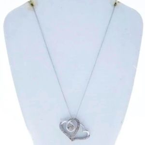 50ct Diamond Solitaire sterling silver double heart pendant.